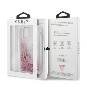 iPhone 12/ 12 Pro Guess GUHCP12MGLVSPI Liquid Glitter Vintage PC tok pink