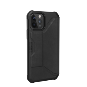 iPhone 12/ 12 Pro UAG Metropolis fokozott védelmet biztosító bőr fliptok fekete