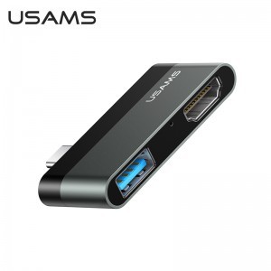 USAMS US-SJ463 Mini USB HUB Type-C USB+HDMI szürke