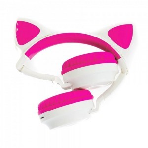 Bluetooth vezeték nélküli fejhallgató cica füllel pink