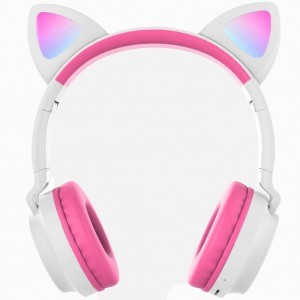 Bluetooth vezeték nélküli fejhallgató cica füllel pink