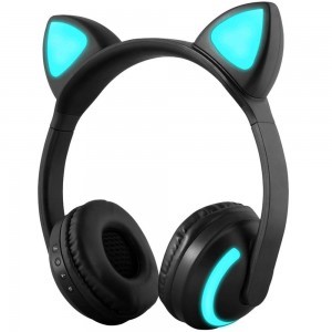 Bluetooth vezeték nélküli fejhallgató cica füllel fekete