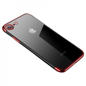 Clear Color Electroplating TPU gél tok iPhone SE 2020 / iPhone 8 / iPhone 7 piros