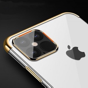 iPhone 12 Pro / iPhone 12 Clear Color Electroplating TPU gél tok piros