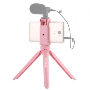 PULUZ mini asztali rózsaszín tripod, állvány mobiltelefon tartóval