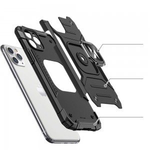 Wozinsky Ring Armor Case Kickstand telefontok Xiaomi Redmi Note 9 Pro / Redmi Note 9S fekete