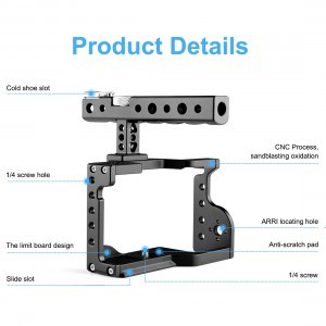 PULUZ fém kamera rig, cage markolattal Sony A6600 / ILCE-6600 -hoz (PU3053B)-2