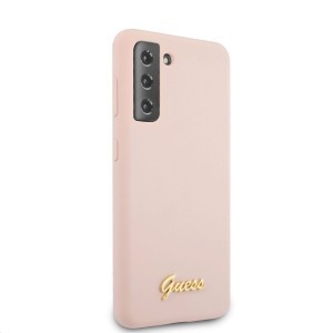 Samsung S21+ Plus Guess GUHCS21MLSLMGLP Metal Logo szilikon tok pink