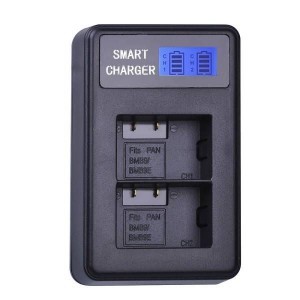 Dupla Panasonic DMW-BMB9E USB-s akkumulátor töltő LCD kijelzővel-1