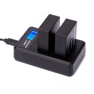 Dupla Panasonic DMW-BMB9E USB-s akkumulátor töltő LCD kijelzővel-3