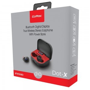 Cliptec Bluetooth TWS vezeték nélküli fülhallgató Dot-X BTW308D 2200mAh piros