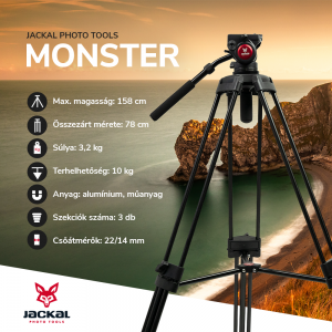 Jackal Monster fluid fejes videó állvány, tripod (158cm)-2