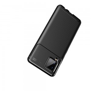 Samsung Galaxy A42 5G Armored szénszál mintájú TPU tok fekete