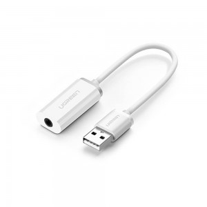 UGREEN US206 Audio átalakító, adapter USB - Mini audio Jack 3.5mm AUX fehér