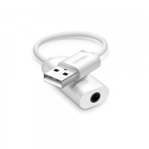 UGREEN US206 Audio átalakító, adapter USB - Mini audio Jack 3.5mm AUX fehér
