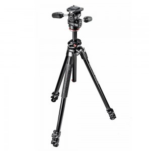 Manfrotto 290 Dual kit alu 3 szekciós állvány 90° oszloppal + 3D fej (MK290DUA3-3W)-0