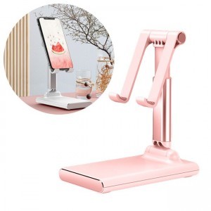 Teleszkópos asztali telefon vagy tablet tartó állvány pink
