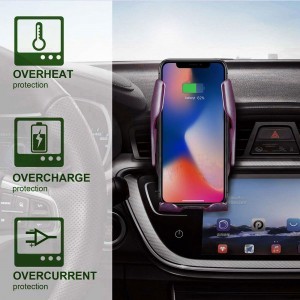 Univerzális R1 automata autós telefontartó és vezeték nélküli 10 W Qi töltő lila