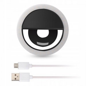 LED Selfie körfény USB, tölthető + Micro USB kábel fekete