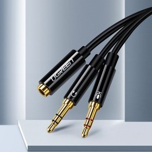 Ugreen 3.5mm elosztó, adapter audio és mikrofon jelre 20Cm fekete (AV140 20899)