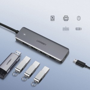 Ugreen USB - 4xUSB 3.2 Gen 1 HUB elosztó micro USB energia ellátással szürke (CM219 70336)