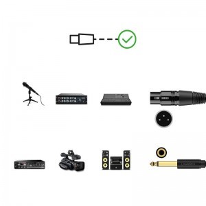 Ugreen microphone kábel XLR (bemeneti aljzat) - 6.35mm jack (csatlakozó) 5m fekete (AV131)