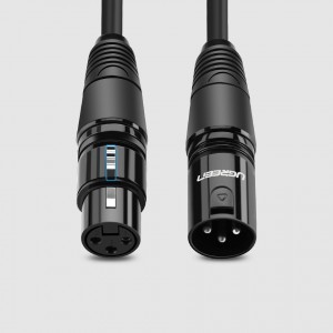 Ugreen mikrofon hosszabbító, toldó kábel XLR (aljzat) - XLR (aljzat) 3m fekete (AV130)