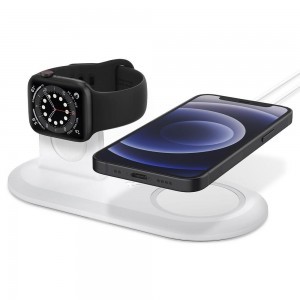 Spigen Magfit Duo Apple Magsafe És Apple Watch Töltő Tartó Fehér (AMP02797)