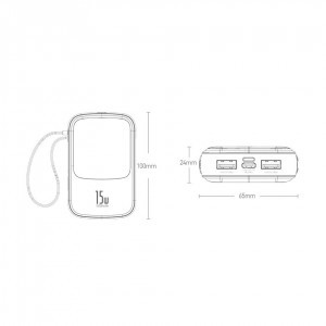 Baseus Q pow powerbank 10000 mAh 3A 15W 2x USB / USB Type-C integrált Type-C kábellel fekete (PPQD-A01)