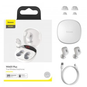 Baseus Encok WM01 Plus TWS vezeték nélküli Bluetooth 5.0 fülhallgató fehér (NGWM01P-02)