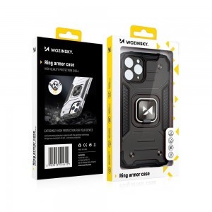 Wozinsky Ring Armor Case Kickstand telefontok Motorola Moto G9 Plus fekete