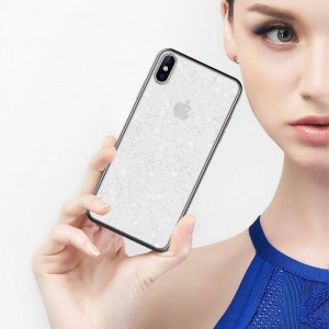 iPhone 12/ 12 Pro SULADA Glitter tok átlátszó/fekete