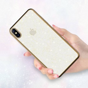 iPhone 12 Pro Max Sulada Glitter tok átlátszó/arany