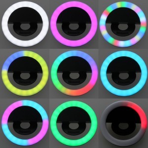 RGB LED Selfie körfény USB, tölthető + Micro USB kábel pink