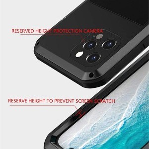 iPhone 12/ 12 Pro LOVE MEI Defender fokozott védelmet nyújtó tok ütélsálló, fekete színben
