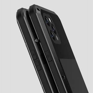 iPhone 12/ 12 Pro LOVE MEI Defender fokozott védelmet nyújtó tok ütélsálló, fekete színben