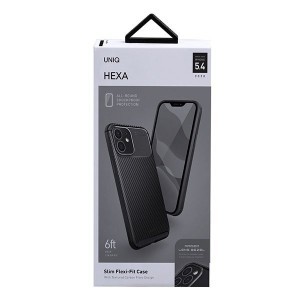 iPhone 12 mini UNIQ Hexa szilikon tok fekete karbon minta
