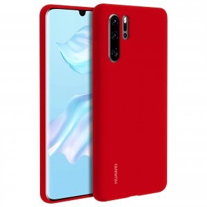 Huawei gyári flexibilis szilikon tok P30 Pro piros színben