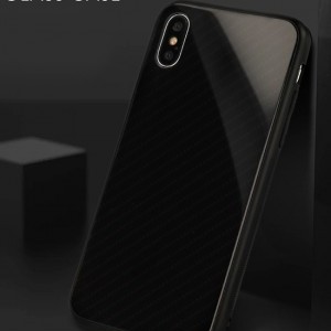 9H üveghátlapú tok szénszál mintával Huawei Mate 20 Lite fekete