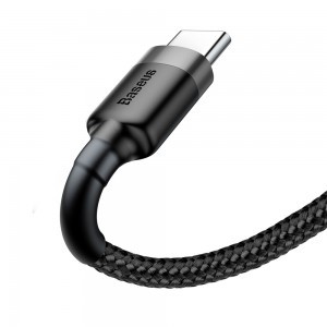 Baseus Cafule Nylon harisnyázott USB/USB-Type C kábel QC3.0 3A 1m fekete/szürke (CATKLF-BG1)