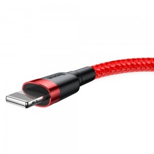 Baseus Cafule Nylon harisnyázott USB/Lightning kábel QC3.0 2.4A 0.5m piros (CATKLF-A09)