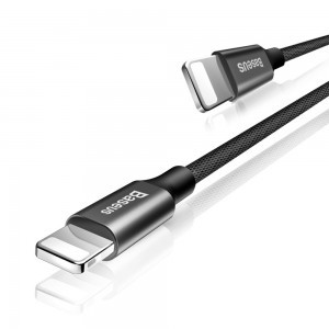 Baseus Yiven Nylon harisnyázott USB/ Lightning kábel 2A 1.8m fekete (CALYW-A01)
