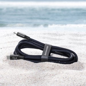Baseus Yiven Nylon harisnyázott USB Type-C - Lightning kábel 2A 1m fekete (CATLYW-C01)