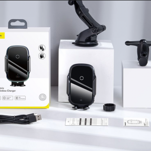 Baseus Smart elektromos autós telefontartó és Qi vezeték nélküli töltő fekete (WXHW03-01)