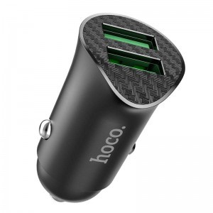 HOCO Autós töltő 2x USB QC3.0 18W + Micro USB kábel fekete