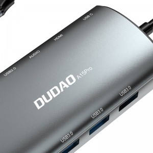 Dudao 11in1 multifunkciós HUB USB Type-C - USB Type-C PD 60W / HDMI / 3.5mm mini jack / 1x USB 2.0 / SD - micro SD kártyaolvasó / VGA / RJ45 / 3x USB 3.2 Gen 1 szürke (A15Pro)