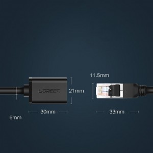 UTP hosszabbító kábel RJ45 Cat 6 FTP 1000Mbps internet kábel 0.5m fekete Ugreen (NW112 11278)