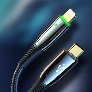 Dux Ducis K-IV Series USB Type-C - Lightning 18W kábel LED PD 1.2m fekete
