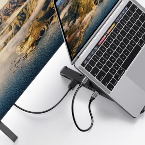 Ugreen X-Kit Laptop állvány, dokkolóval USB Type-C HUB - 2xUSB 3.2 Gen 1 / HDMI 4K 30Hz 3D / SD-microSD kártyaolvasóval fekete (80551)-3