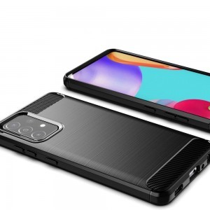 Samsung Galaxy A52 5G / A52 4G Carbon szénszál mintájú TPU tok fekete